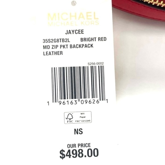 Michael Kors Jaycee Medium Backpack Bright Red (NWT) - Picture 7 of 7